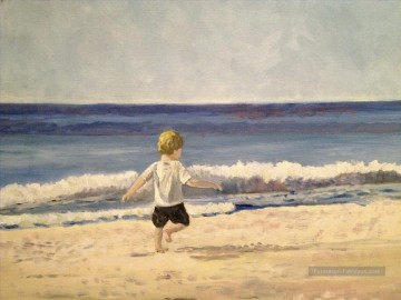 Ben sur la plage Impressionnisme enfant Peinture à l'huile